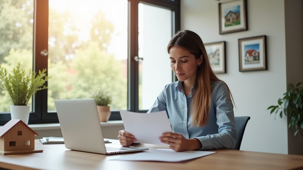 Real estate agent reviewing letter