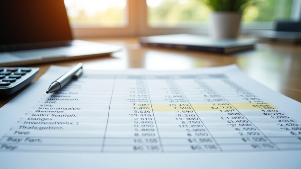 Comparable sales data printout