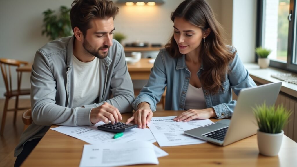 Couple calculating total interest