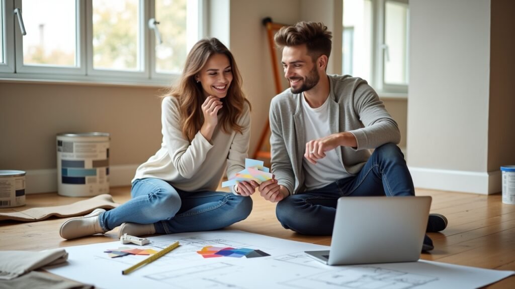 Couple planning home renovation