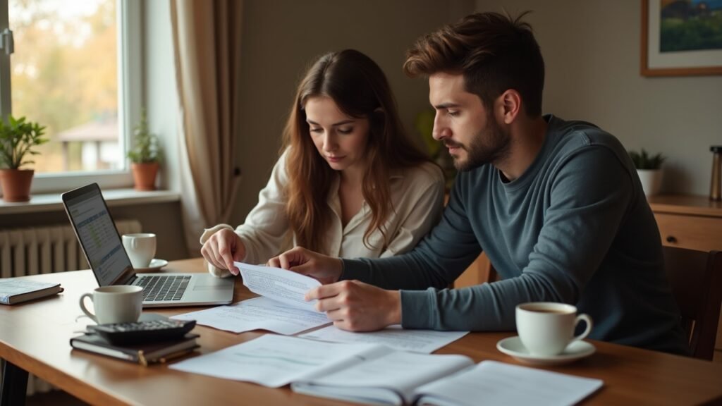 Couple reviewing finances