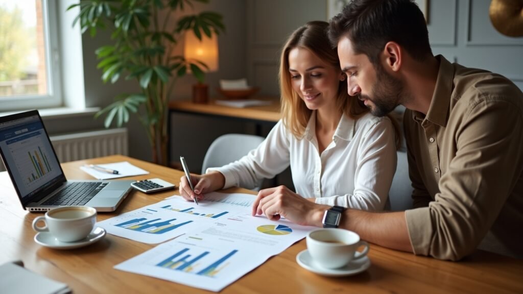 Couple reviewing payoff timeline