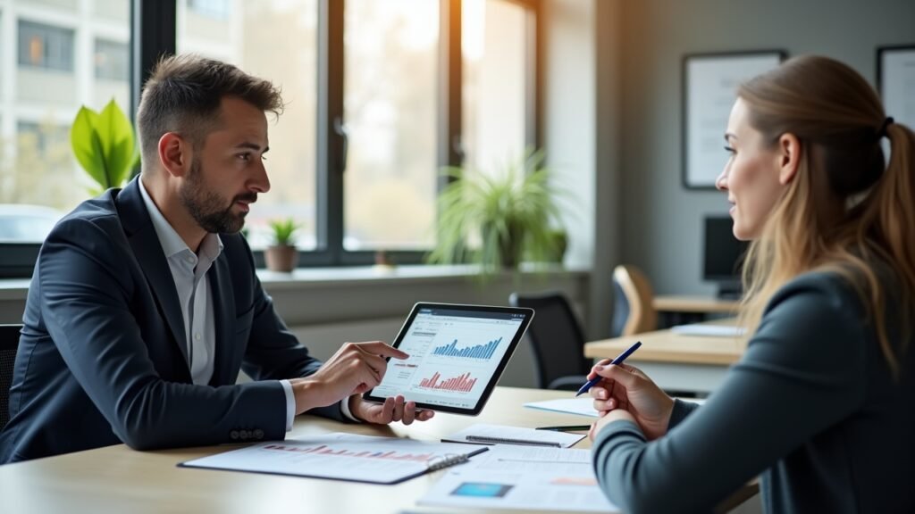 Financial advisor with client