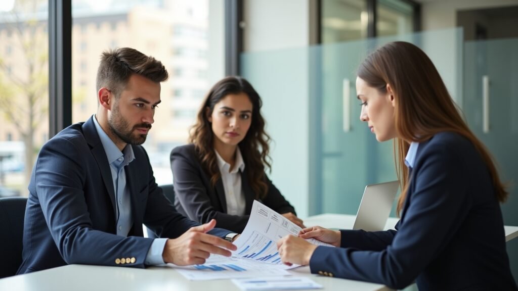 Homeowner at bank meeting