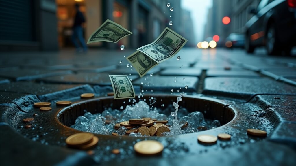 Money going down drain