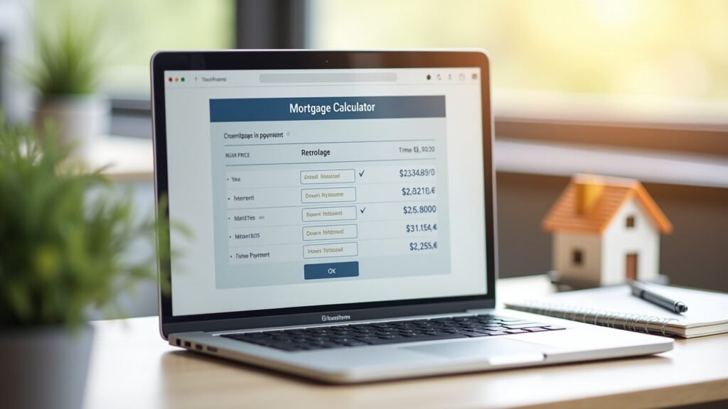 Mortgage calculator on laptop