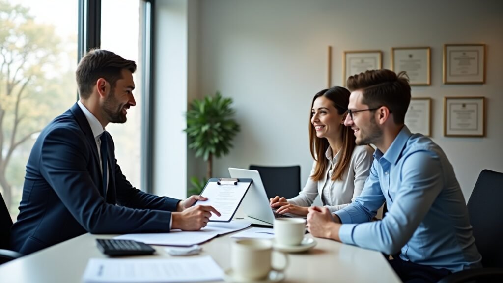 Mortgage officer with client