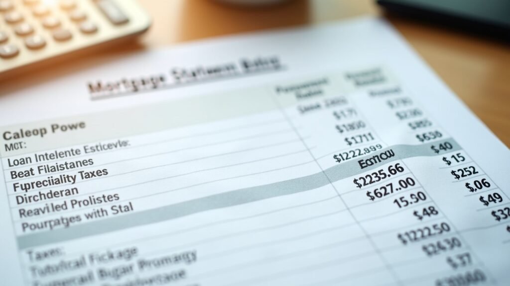 Mortgage statement with escrow line