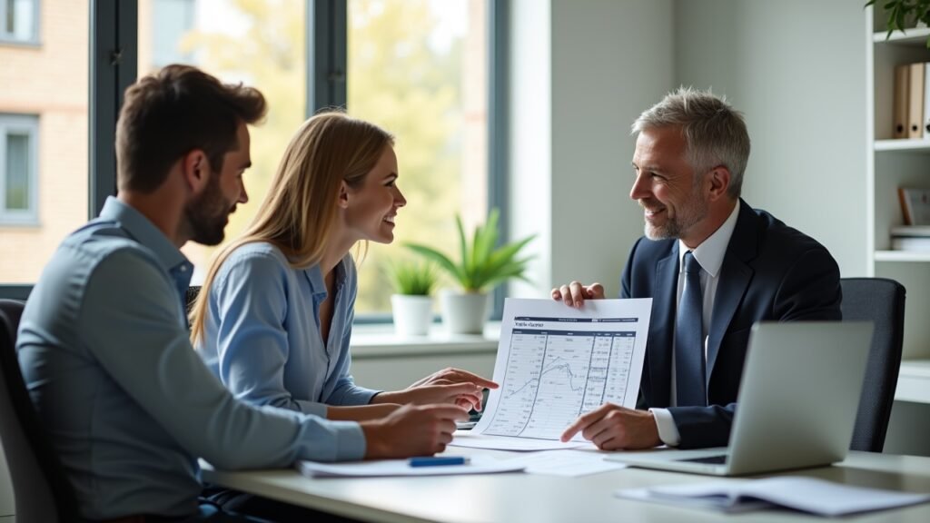 Mortgage officer explaining lock