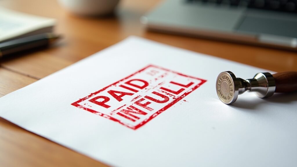 Paid-in-full stamp on document