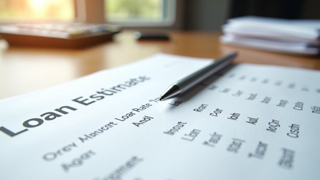 Pen pointing to loan estimate