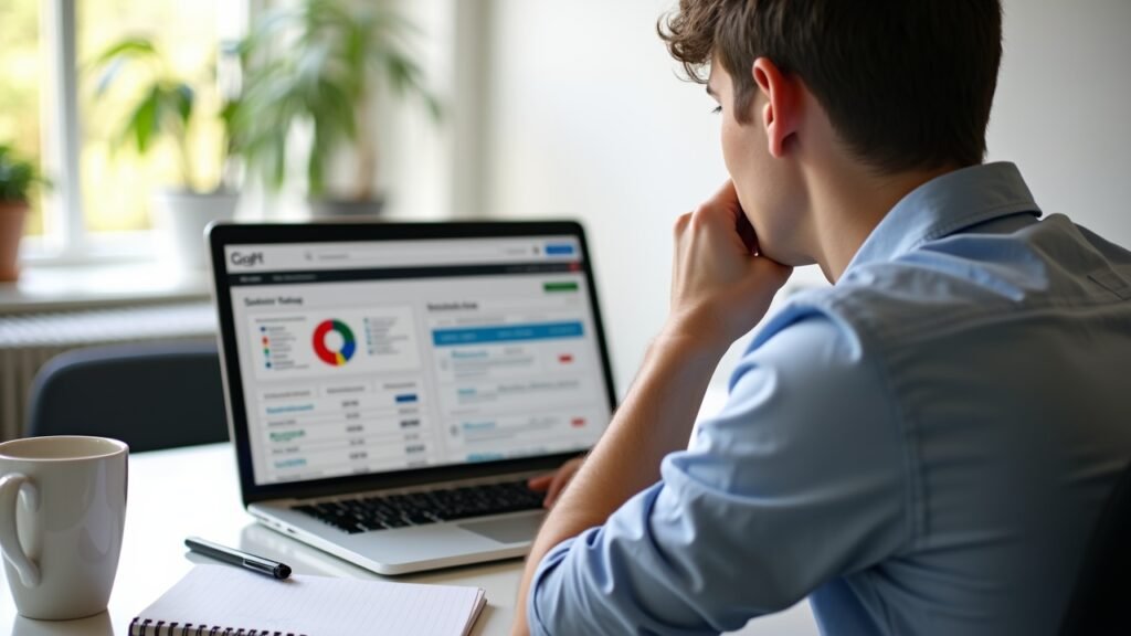 Person at laptop comparing rates