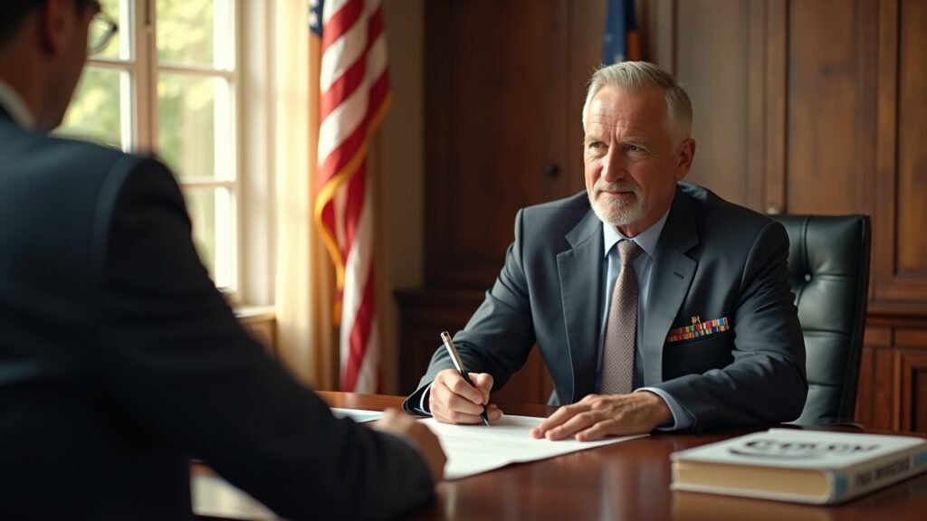 Veteran signing mortgage