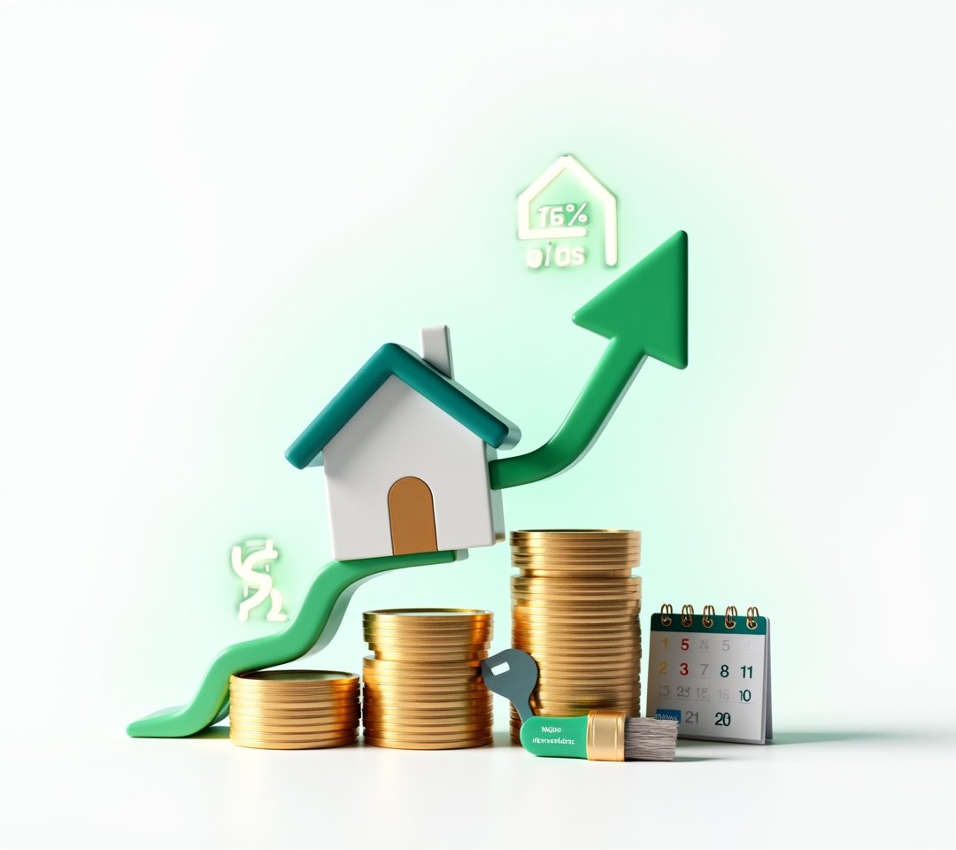 House with growing equity bar chart