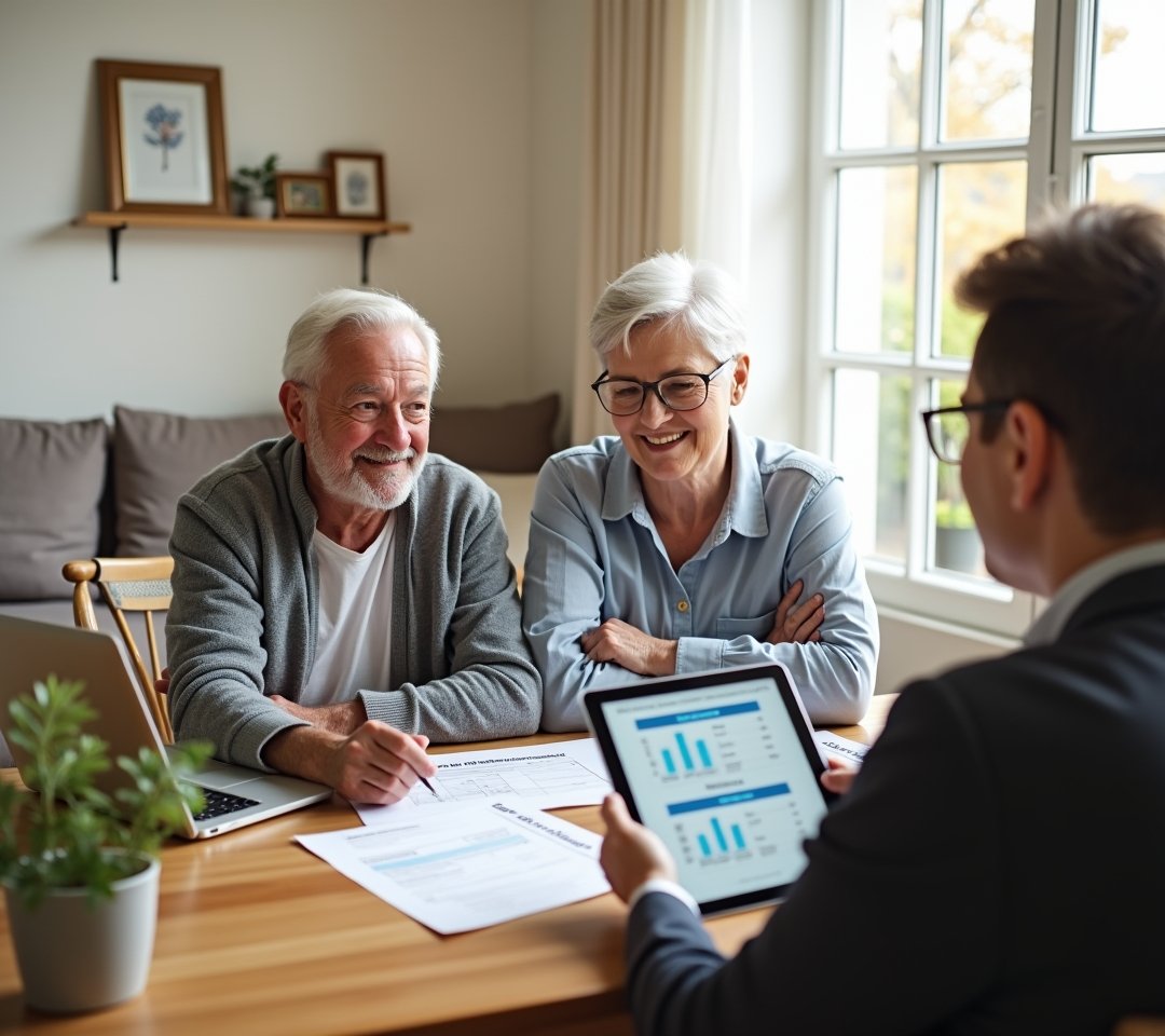 Senior couple reviewing options