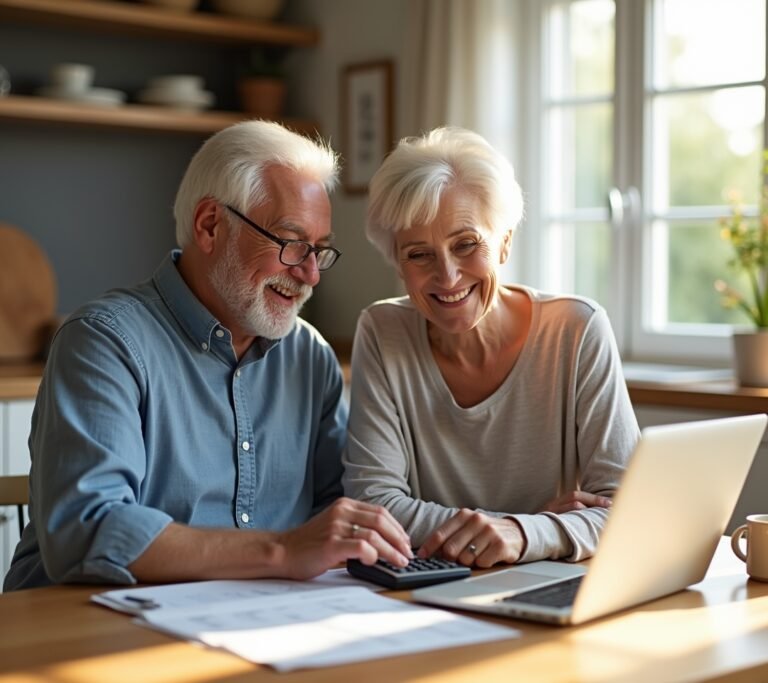 Senior reviewing mortgage documents
